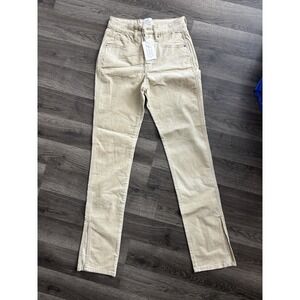 Mud Pie Corduroy Split Hem Pants Tan XS High Rise Casual Everyday 0502